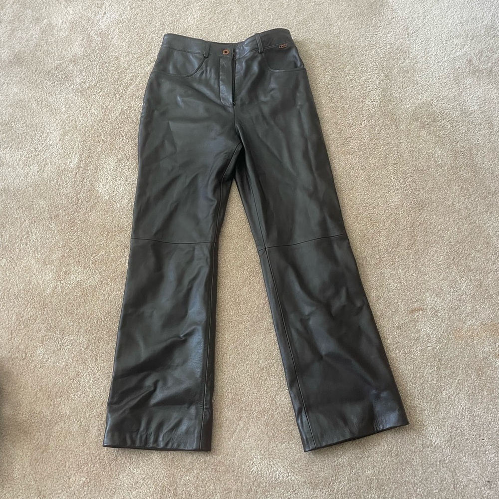 St. John Sport by Marie Gray Dark brown leather pants size 2
